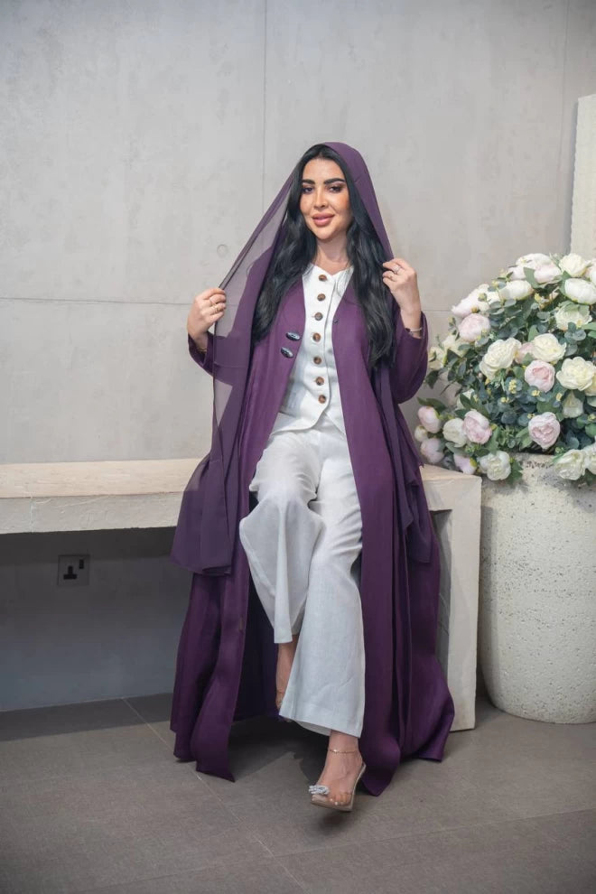Purple Linen Abaya C:IB320