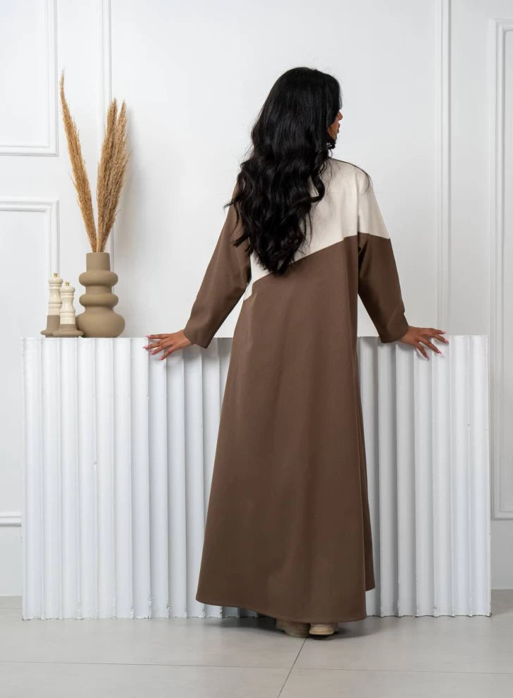 Abaya Blazer Brown With Beige IB235