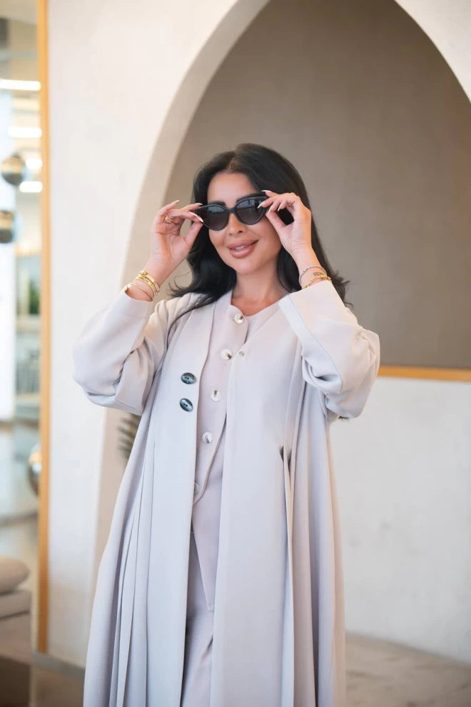 عباية كريب بيج مع طيات C:IB324 بيج 