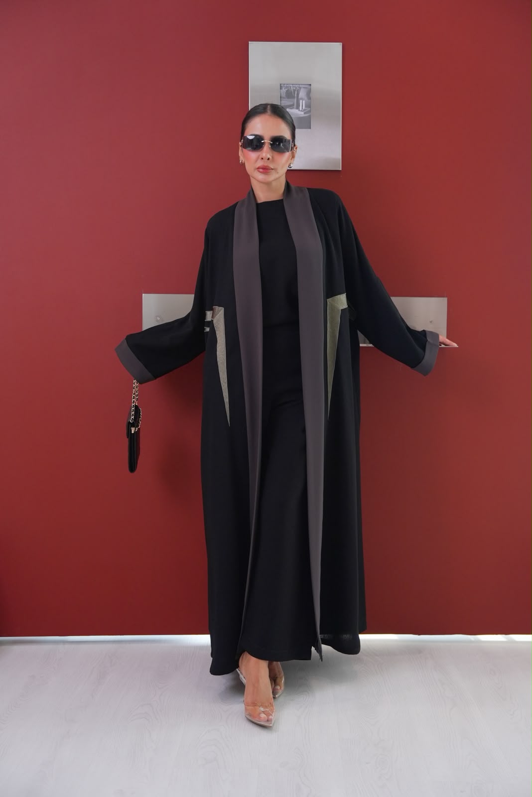Black crepe abaya, free size.C:432