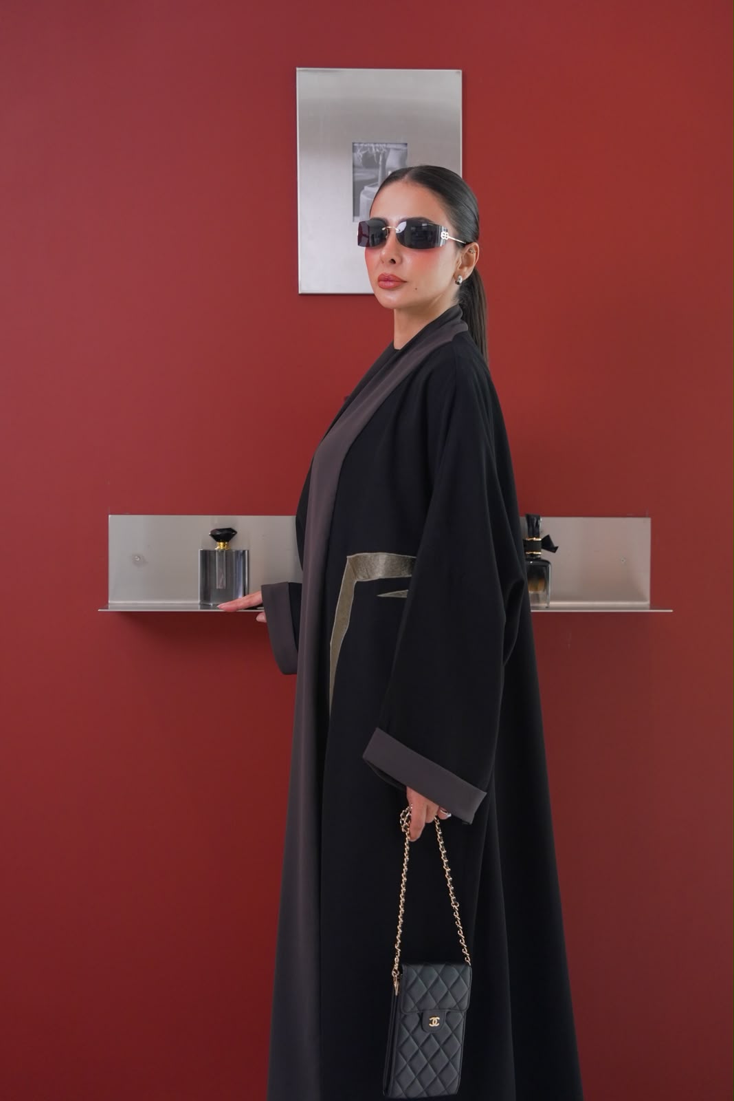 Black crepe abaya, free size.C:432