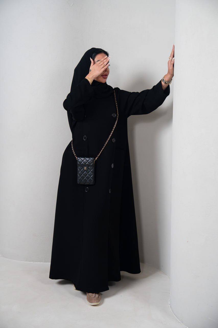 عباية بخام كريب كوبا باللون الاسود  C:IB341