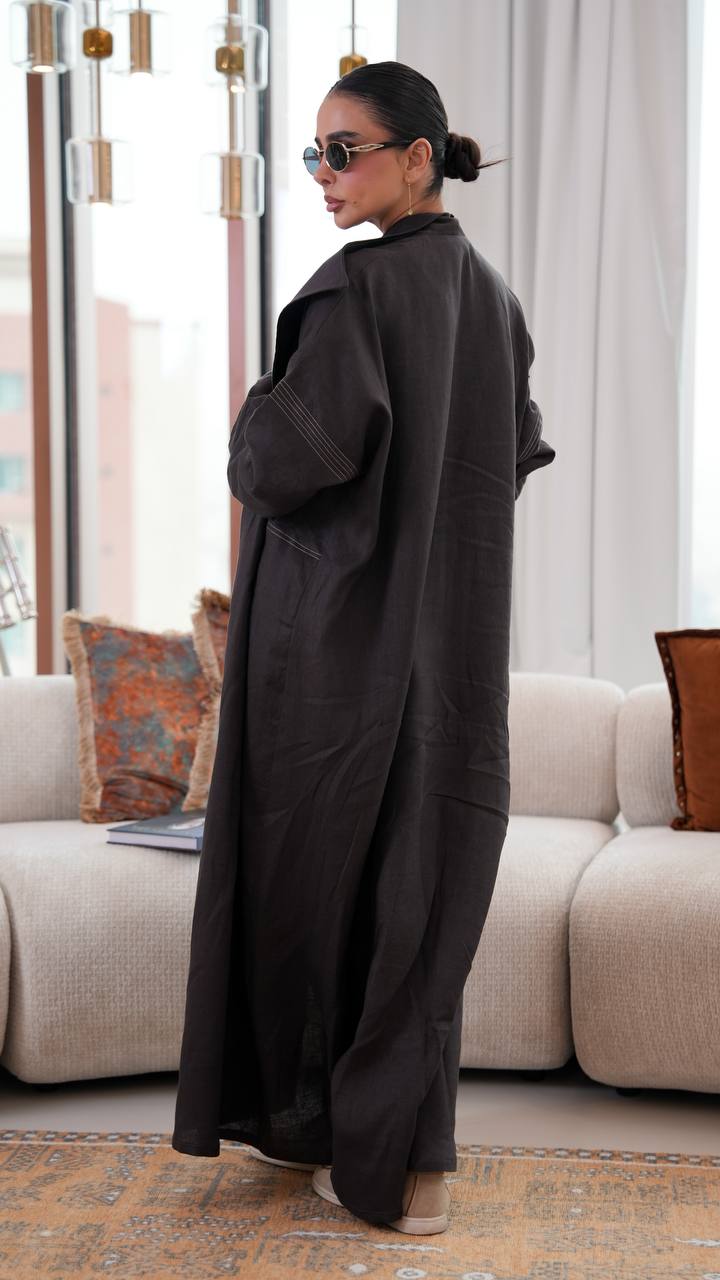 dark brown linen blazer. C:399
