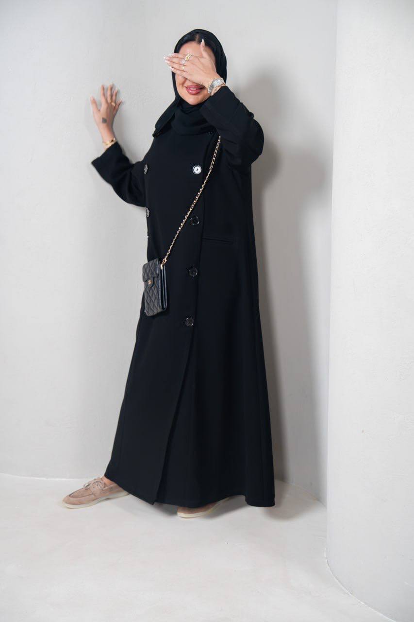 عباية بخام كريب كوبا باللون الاسود  C:IB341