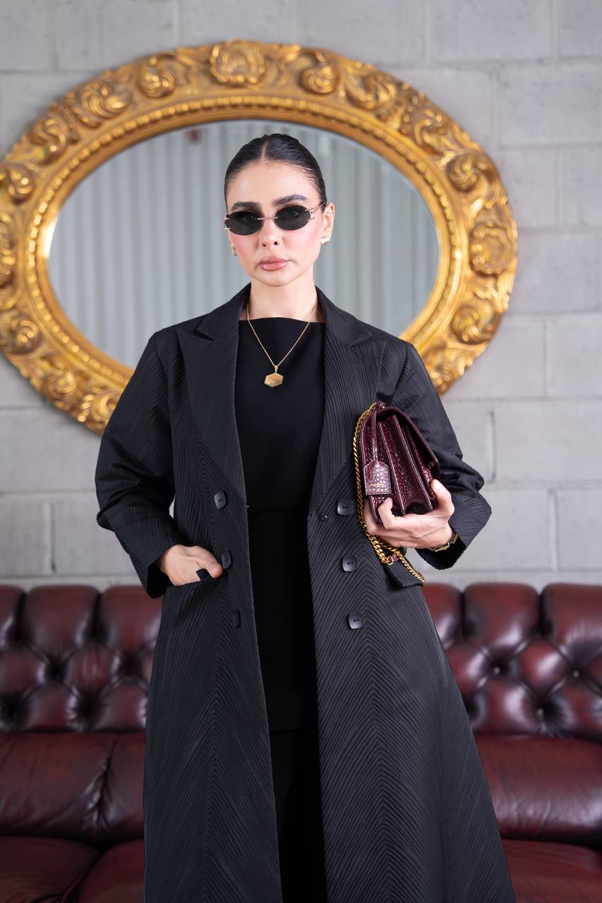 Black jacquard abaya. C:391
