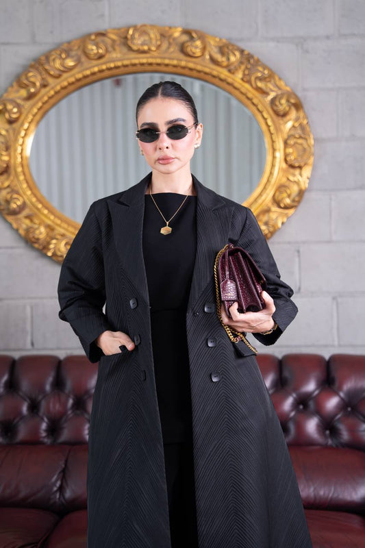 Black jacquard abaya. C:391