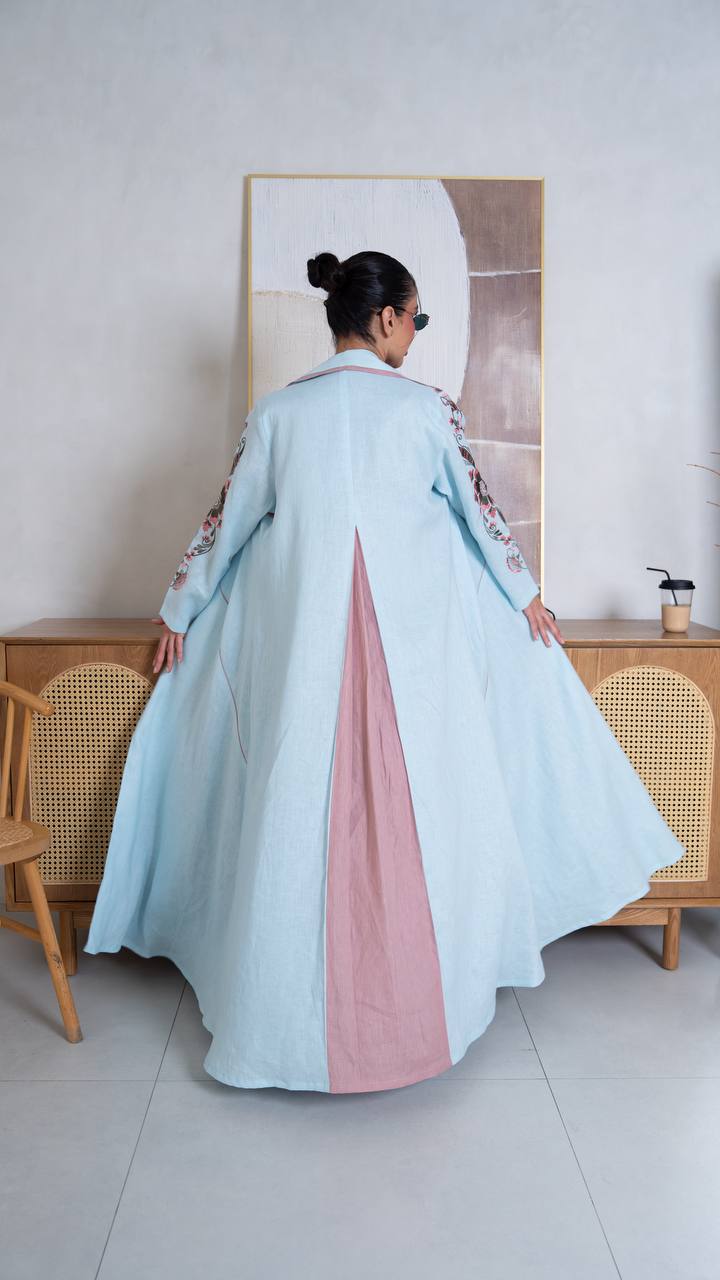 Blue Linen Abaya. C:402