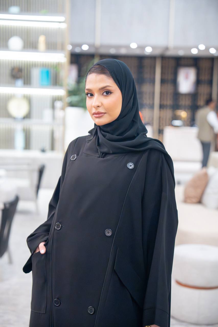 عباية فري سايز، كريب باللون الاسود C:IB357