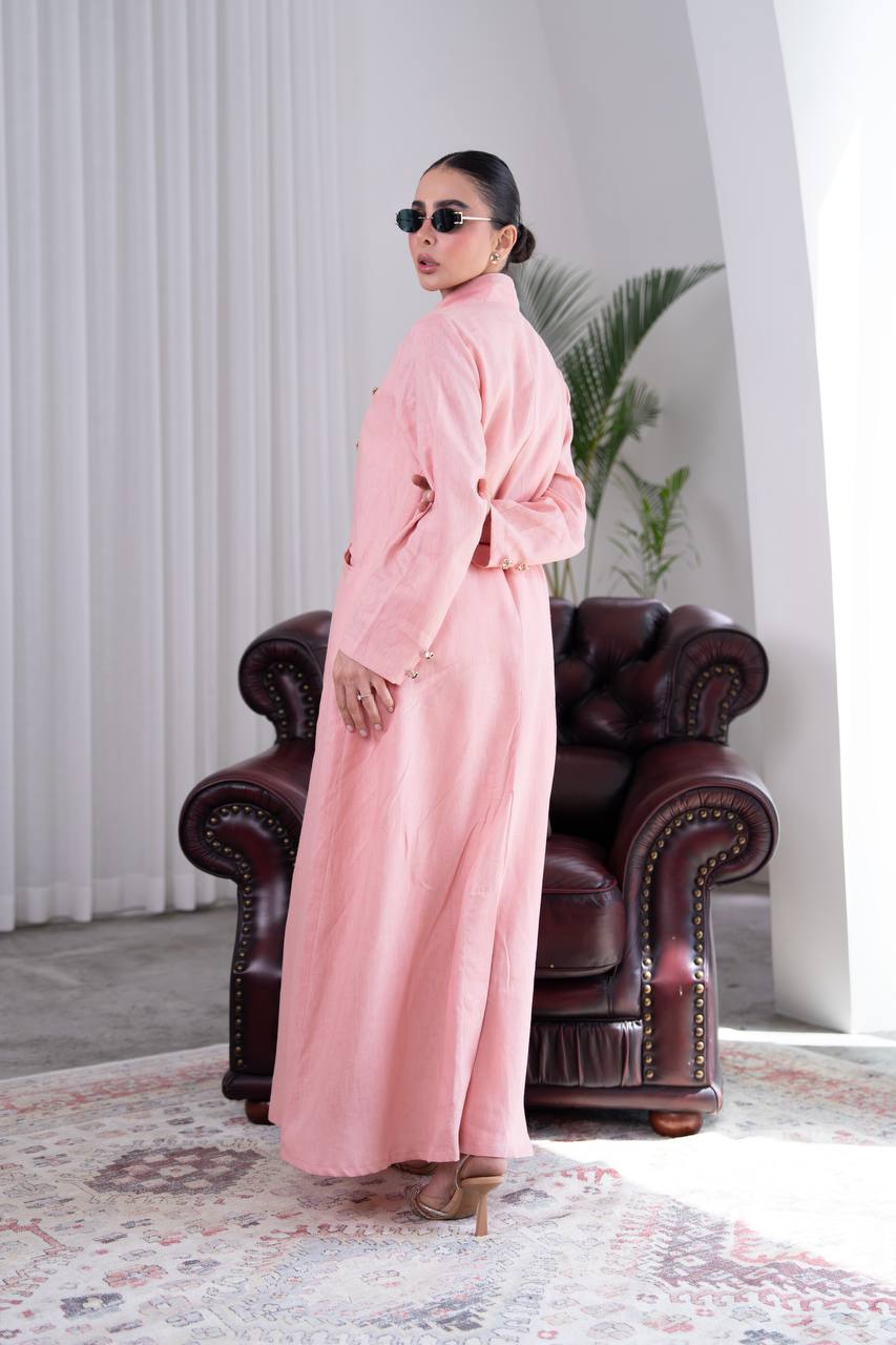 Pink trench coat linen. C:393