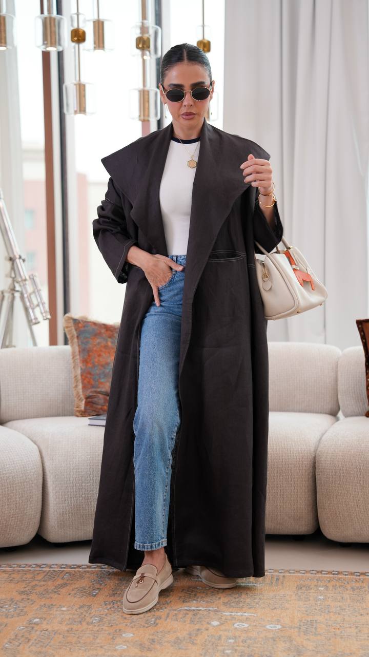 dark brown linen blazer. C:399