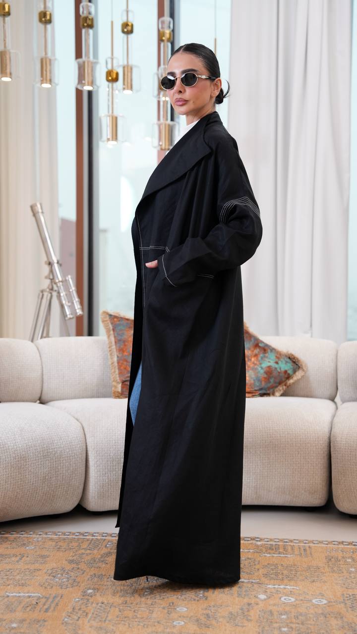 Black linen blazer abaya.C:399