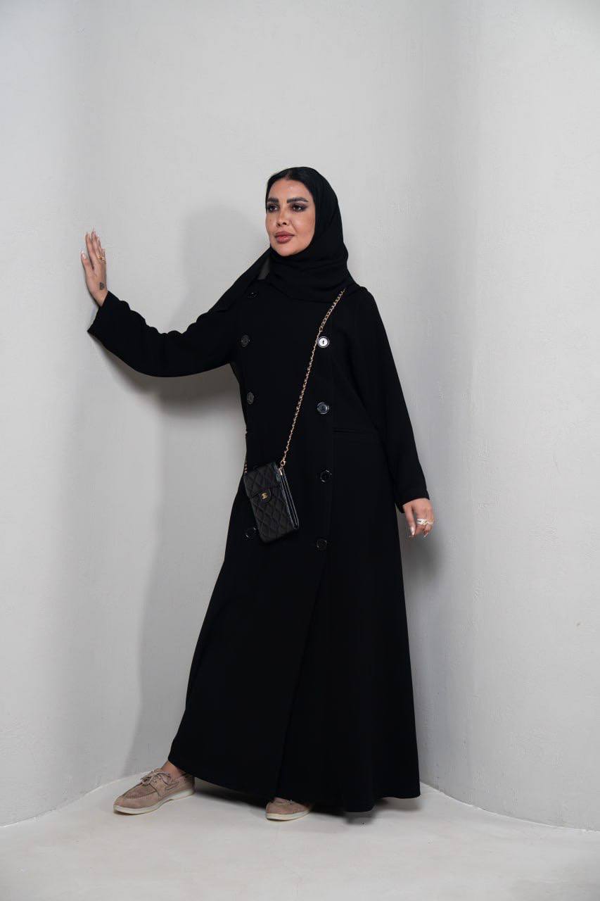 عباية بخام كريب كوبا باللون الاسود  C:IB341