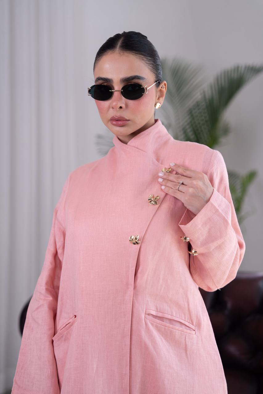 Pink trench coat linen. C:393
