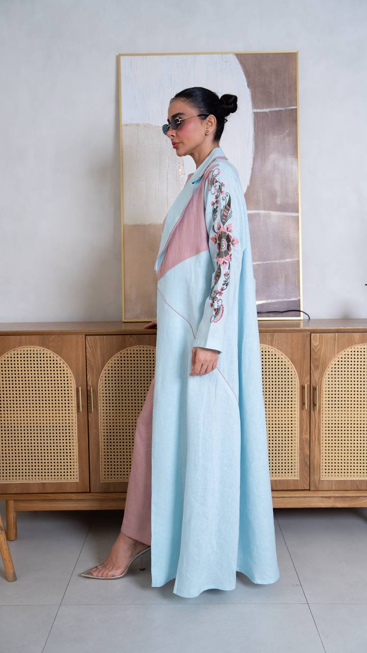 Blue Linen Abaya. C:402