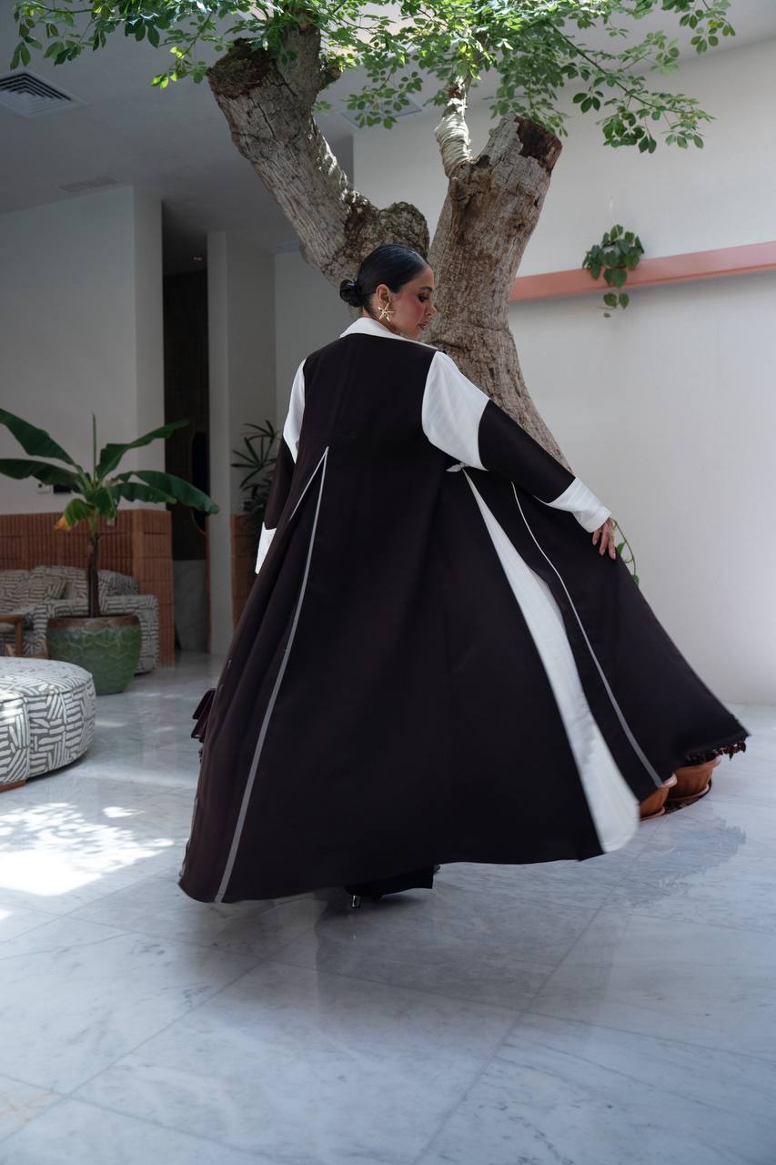 Black linen blazer abaya. C:423