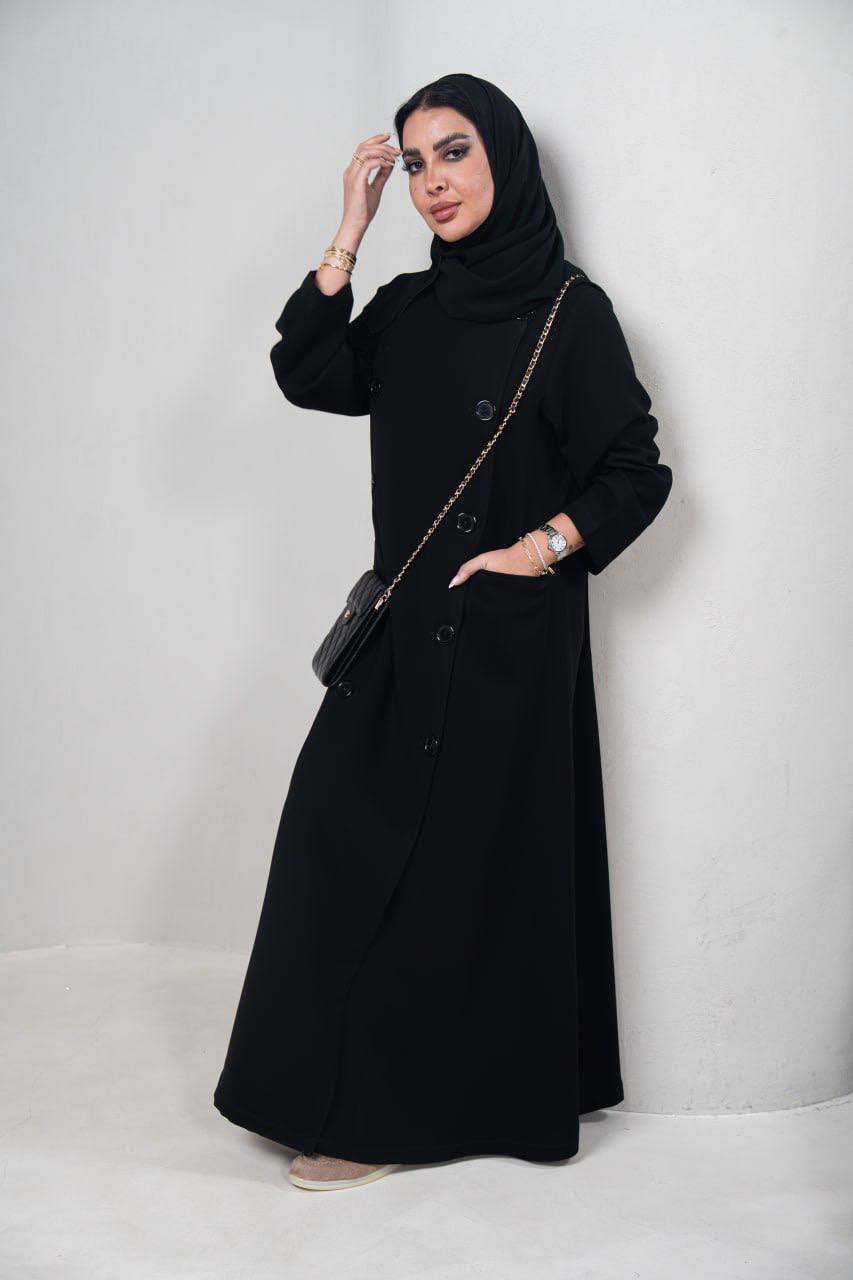 عباية بخام كريب كوبا باللون الاسود  C:IB341