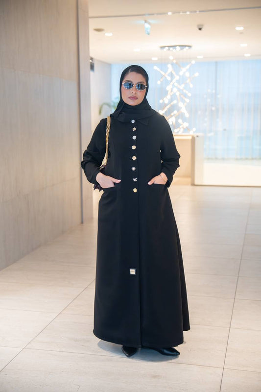 عباية بخام كريب كوبا باللون الاسود C:IB337