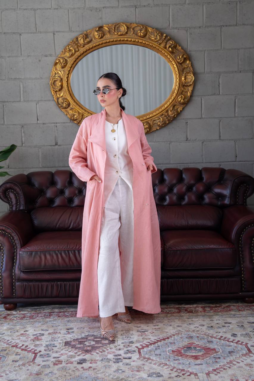 Pink trench coat linen. C:393