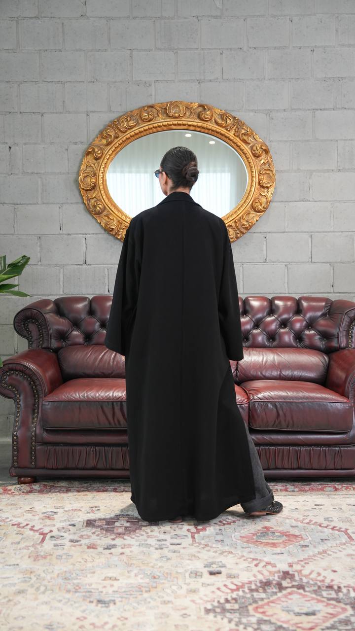 Black crepe abaya, free size. C:398