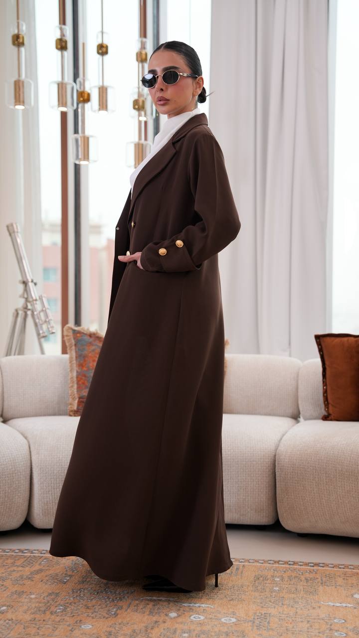 عباية بليزر كريب باللون البني .C:400 