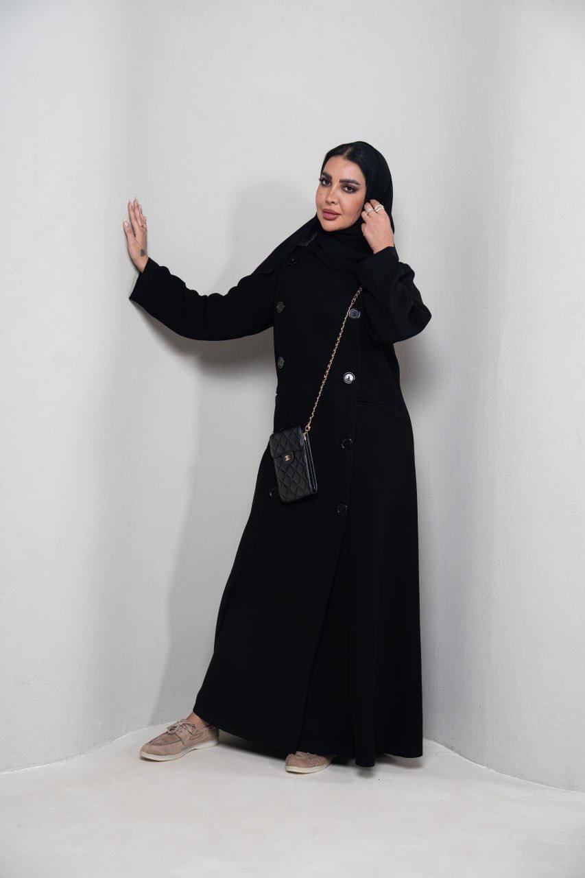 عباية بخام كريب كوبا باللون الاسود  C:IB341