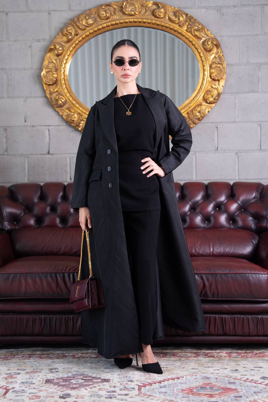 Black jacquard abaya. C:391