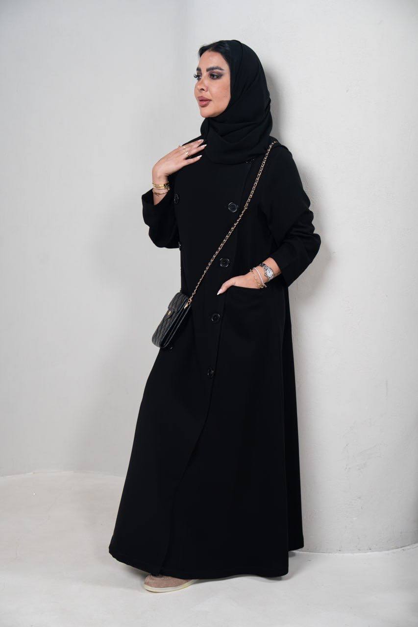 عباية بخام كريب كوبا باللون الاسود  C:IB341