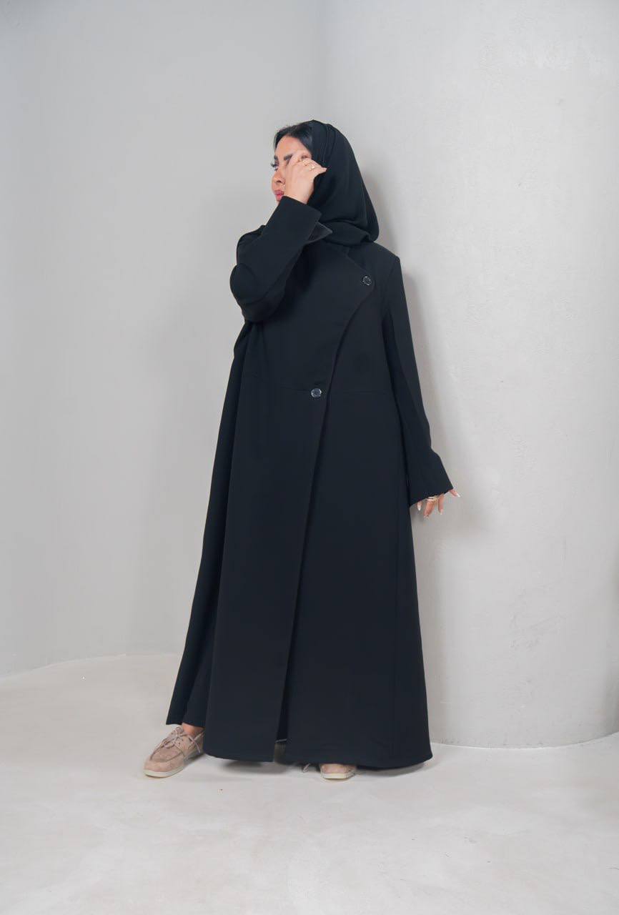 عباية بخام كريب ، باللون الاسود  C:IB343