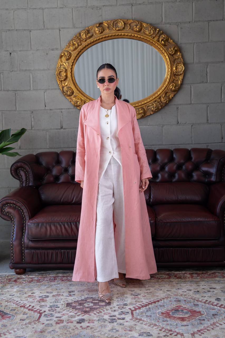 Pink trench coat linen. C:393