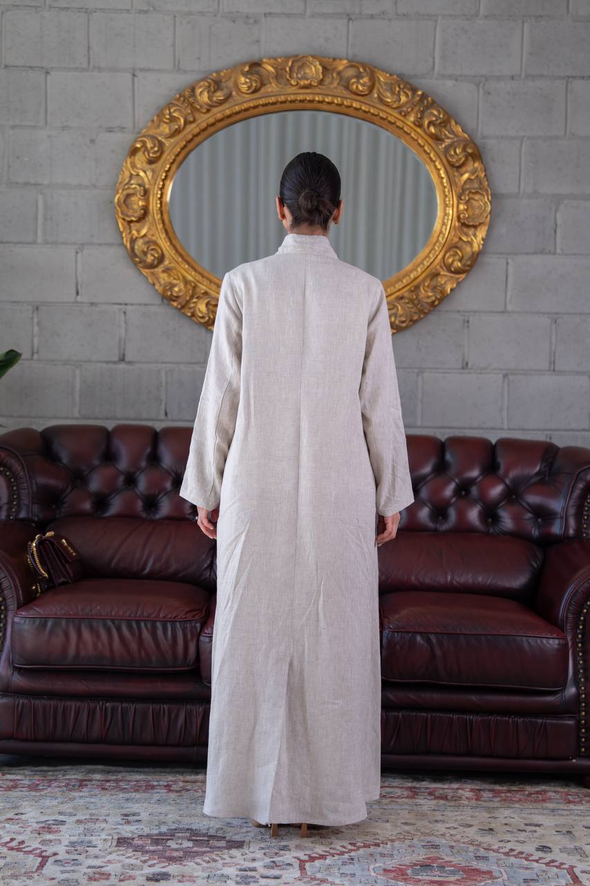 Beige Linen Trench Coat.C:393