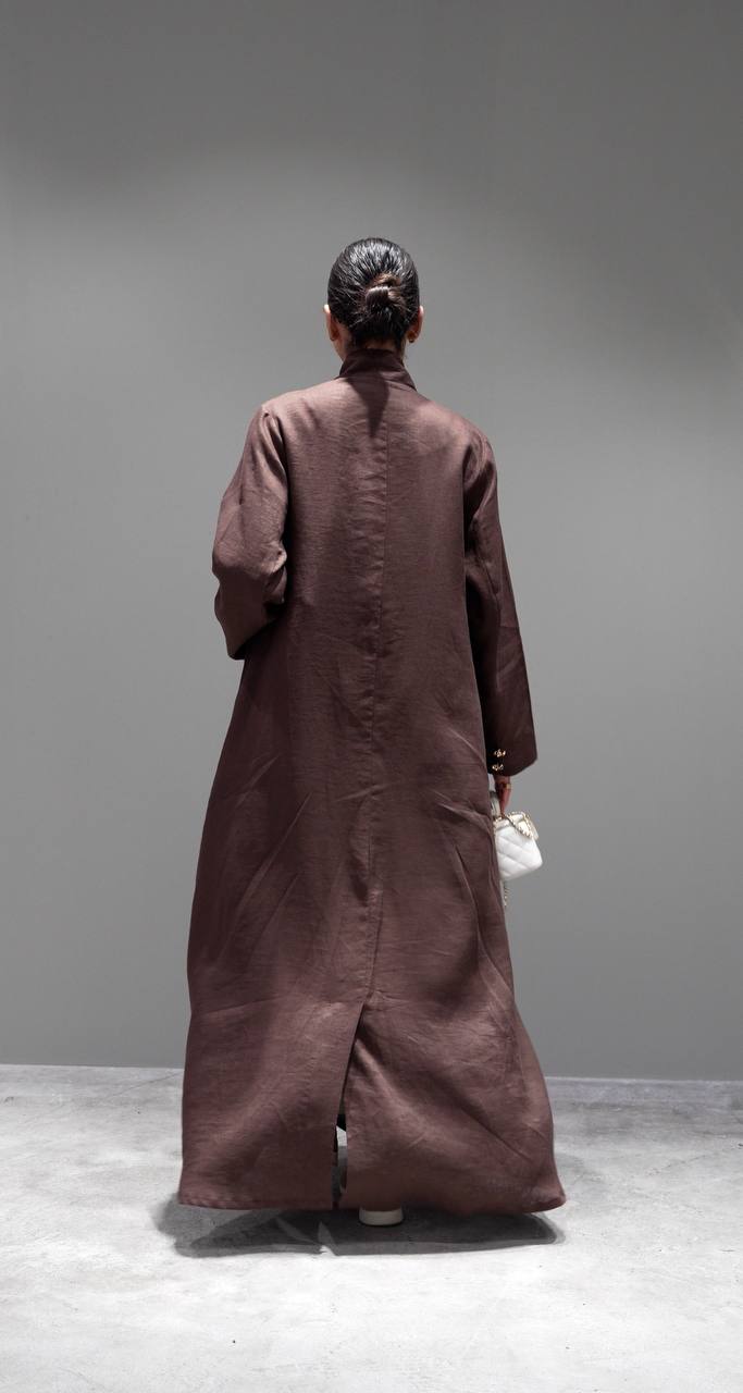 Brown linen trench coat. C:393