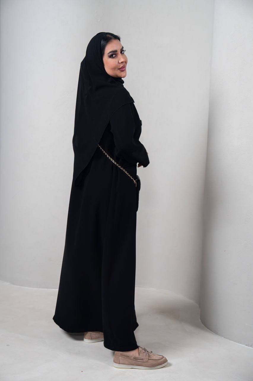 عباية بخام كريب كوبا باللون الاسود  C:IB341