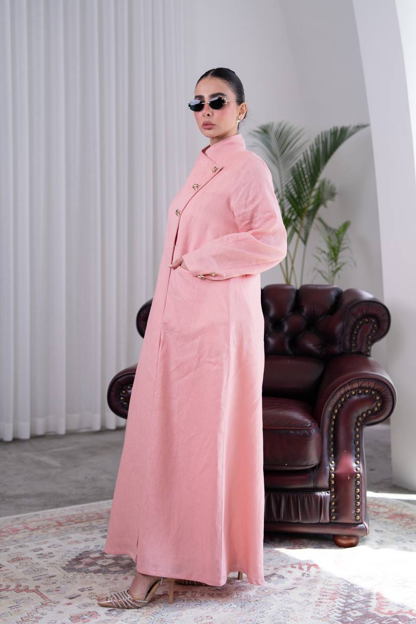Pink trench coat linen. C:393