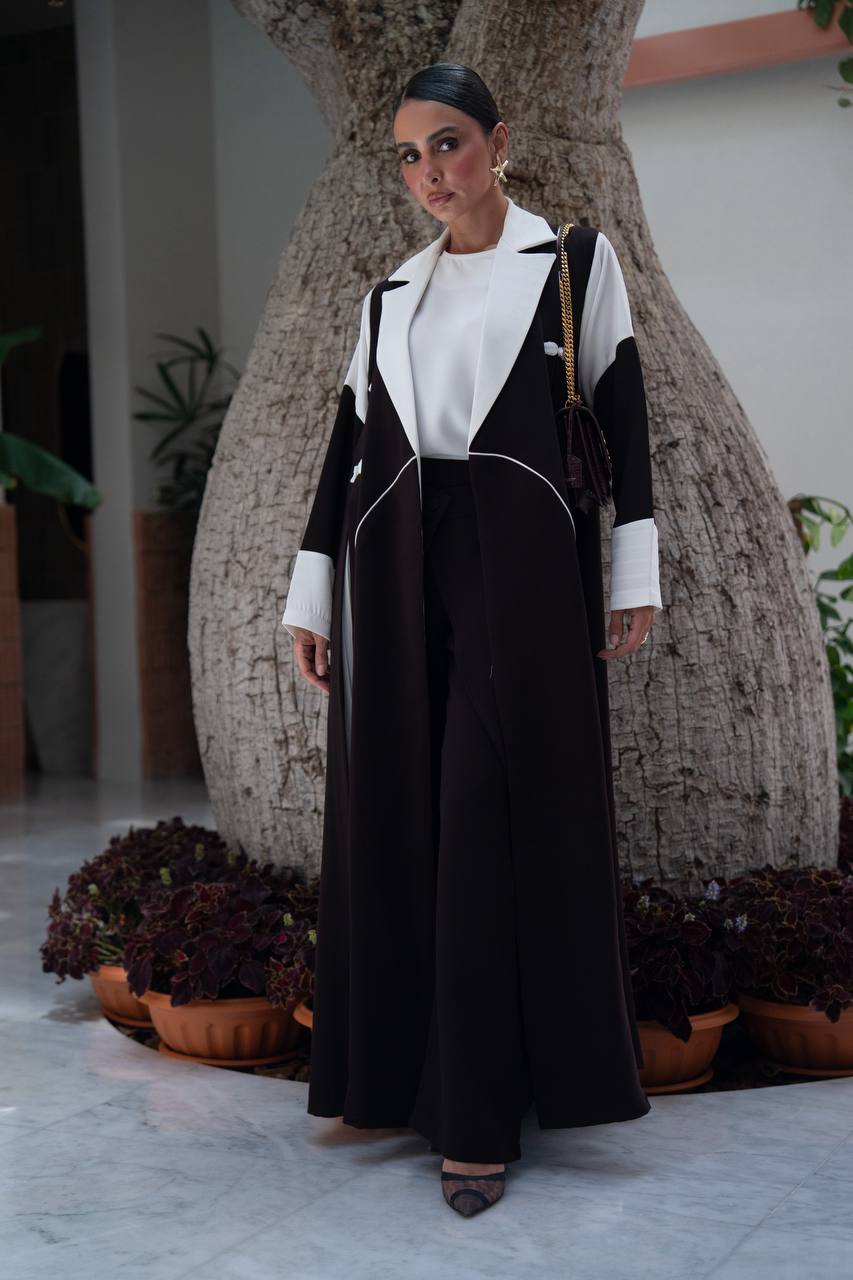 Black linen blazer abaya. C:423