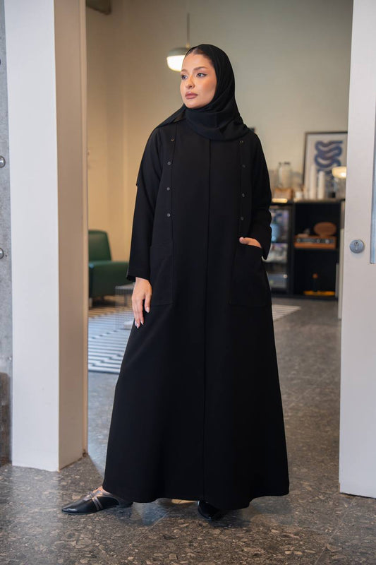 عباية كريب باللون الأسود C:IB355