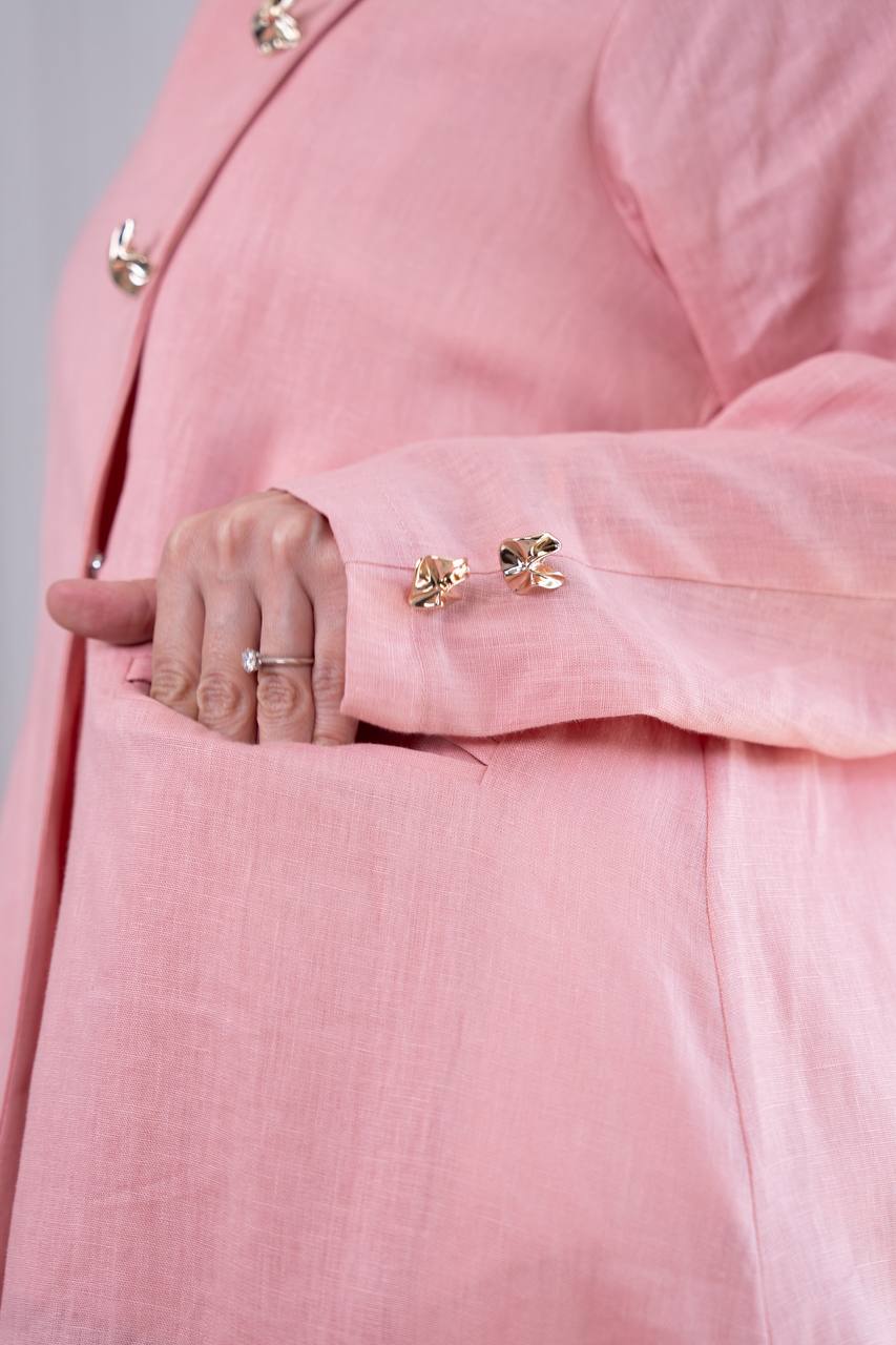 Pink trench coat linen. C:393