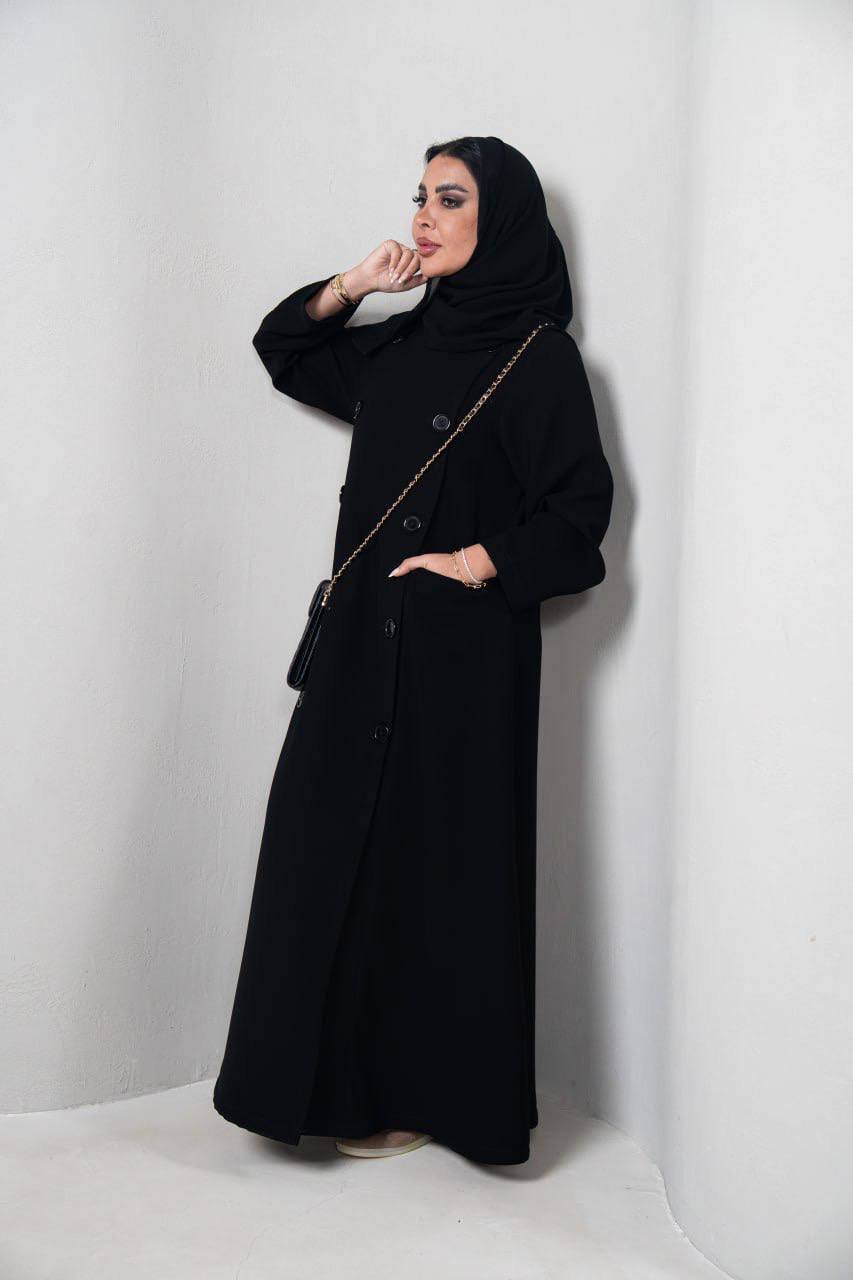 عباية بخام كريب كوبا باللون الاسود  C:IB341