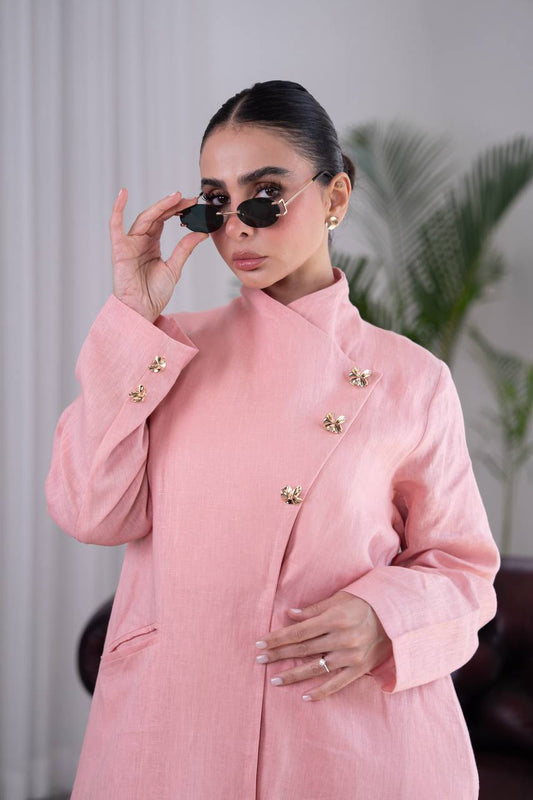 Pink trench coat linen. C:393